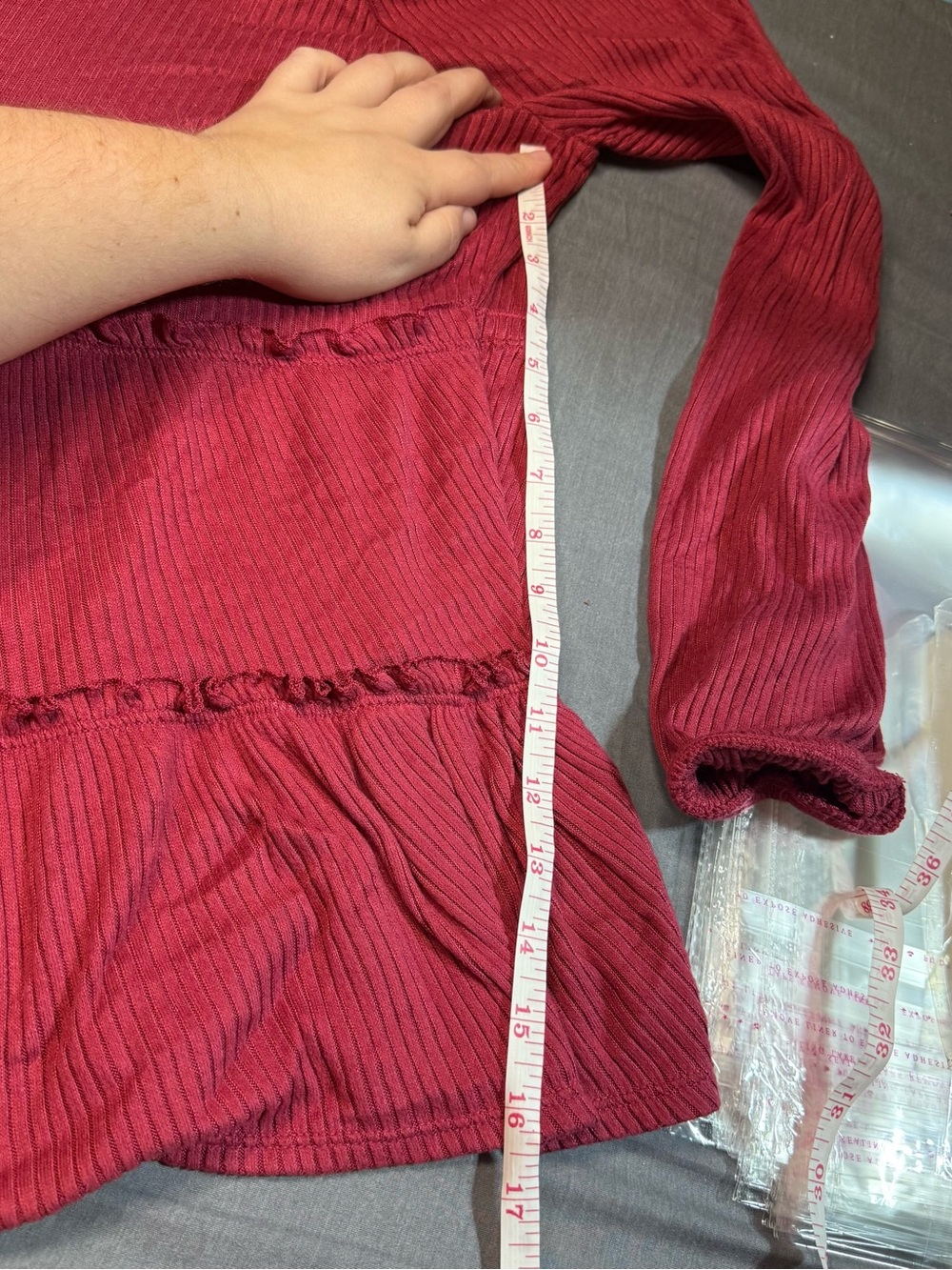 LC Lauren Conrad Raspberry Ribbed Scoop Neck Ruffle Tiered Top - Picture 6 of 6